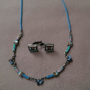 Delicate inlayed necklace and earrings